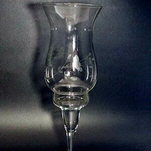 Princess House Heritage Hurricane Candleholder 12" romantic crystal floral etch